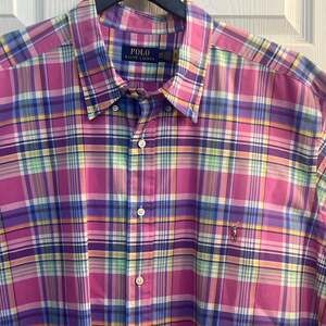 Ralph Lauren Polo Men's Classic Fit Pink Blue Plaid Oxford Shirt Size 3XB Preppy